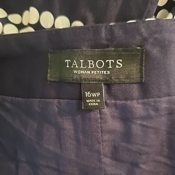 Talbots Pleated A-Line Midi Skirt Polka Dot Navy Blue White Size 16WP Petite - Picture 6 of 8